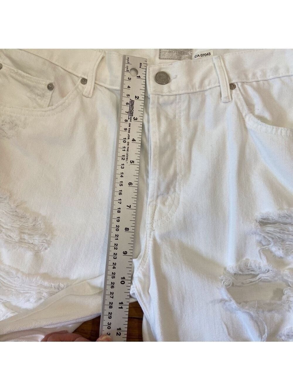 MOTHER The loosey ripped white high rise jeans button fly strech 100% cotton 31 - Picture 9 of 16
